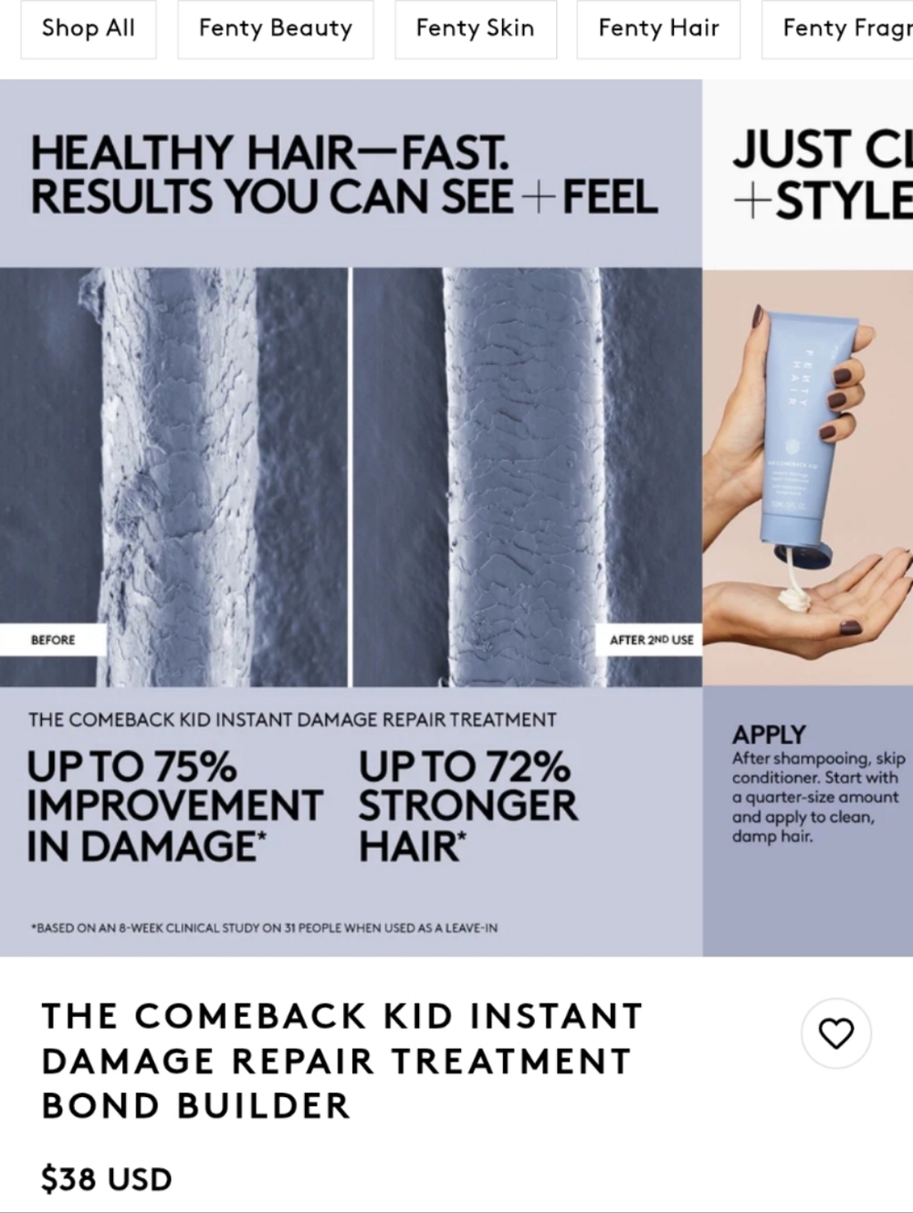 Fenty Hair NWT The Comeback Kid Instant Damage Repair Treatment NIB NEW IN BOX - Picture 3 of 13